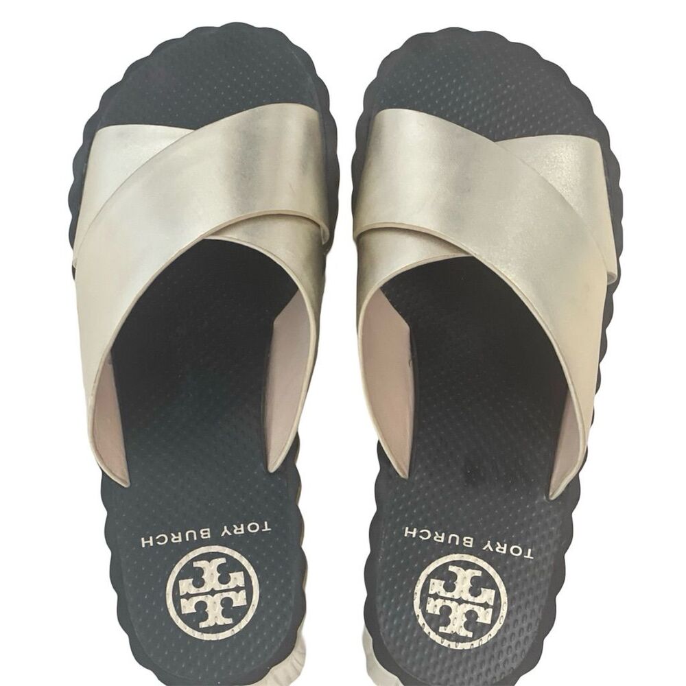 Tory Burch Silver and Black Platform Sandals - Picture 7 of 13